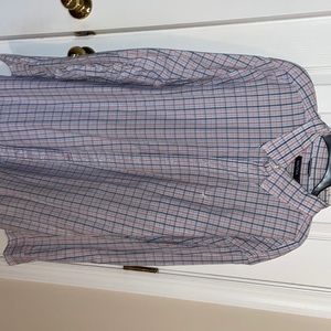 Nautical blue and orange casual button up xxl